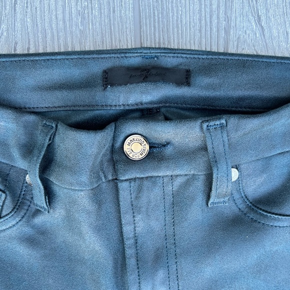 7 for All Mankind Faux Soft Leather Dark Green Skinny Moto Jeggings Size 27 7FAM - Picture 3 of 9